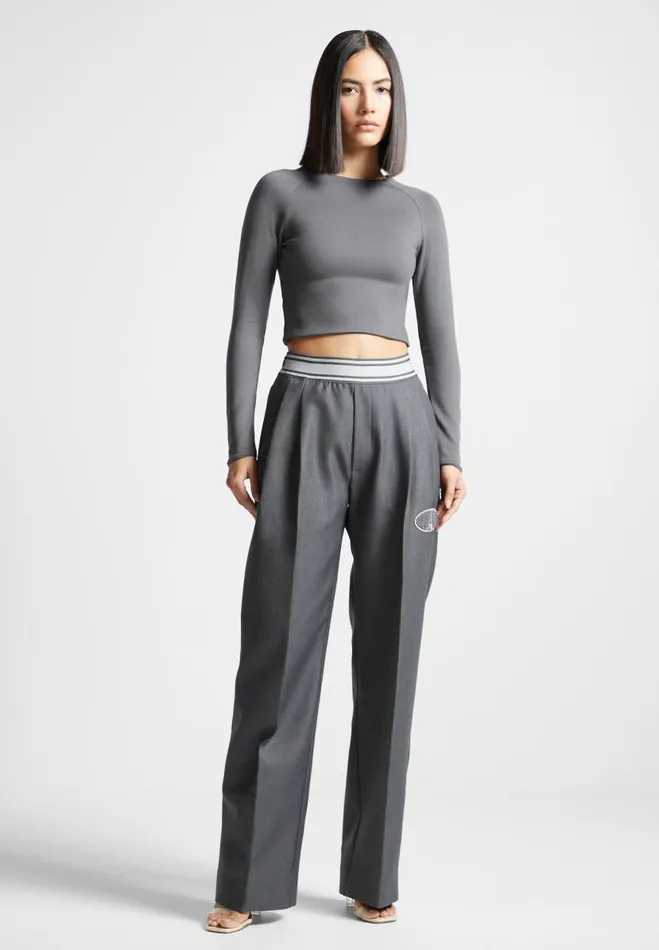 Manire De Voir Matching Sets Manire De Voir Woman Elasticated Signature Pleated Trousers 8211 Dark Grey Manire De Voir Matching Sets Manire De Voir Woman Elasticated Signature Pleated Trousers 8211 Dark Grey