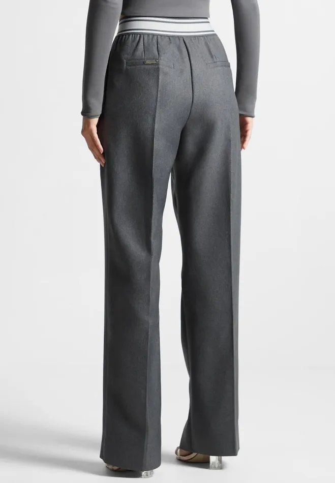 Manire De Voir Matching Sets Manire De Voir Woman Elasticated Signature Pleated Trousers 8211 Dark Grey