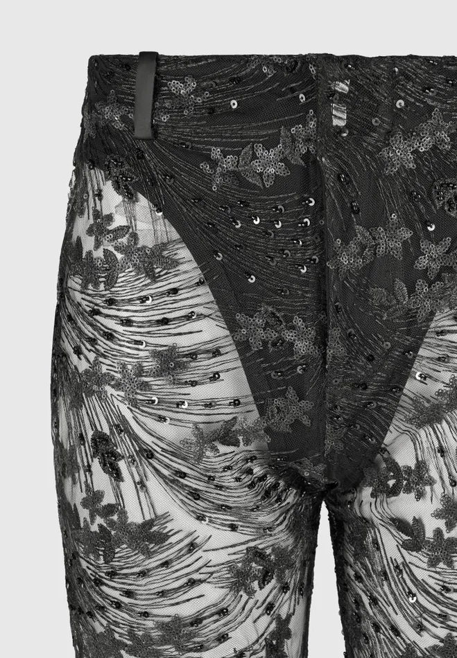 Manire De Voir Matching Sets Manire De Voir Woman Embellished Lace Fit And Flare Trousers 8211 Black