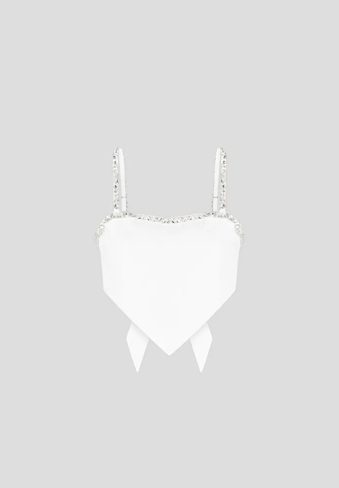 Manire De Voir Matching Sets Manire De Voir Woman Embellished Strap Handkerchief Top 8211 White