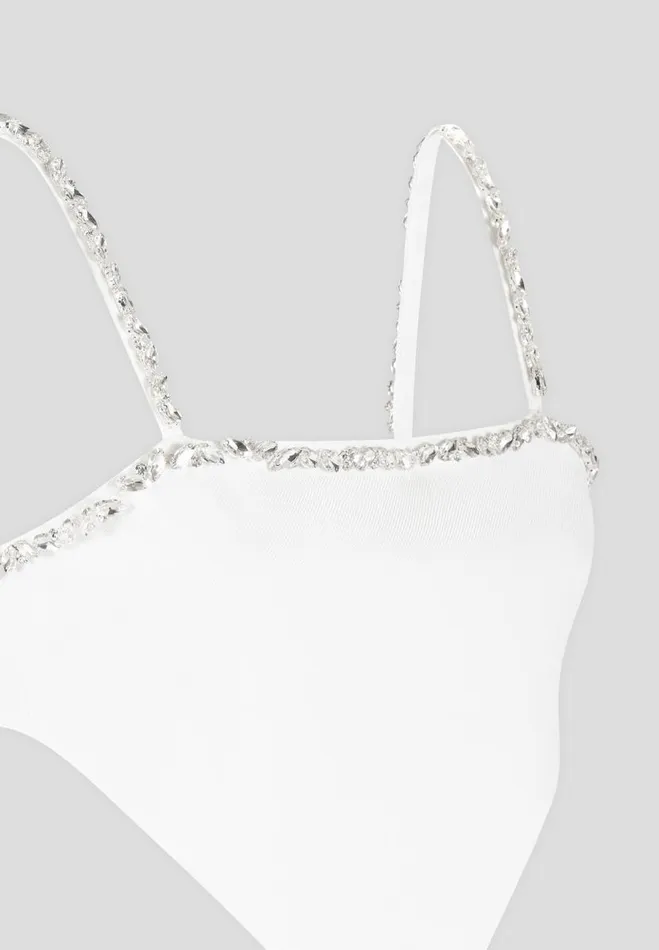 Manire De Voir Matching Sets Manire De Voir Woman Embellished Strap Handkerchief Top 8211 White