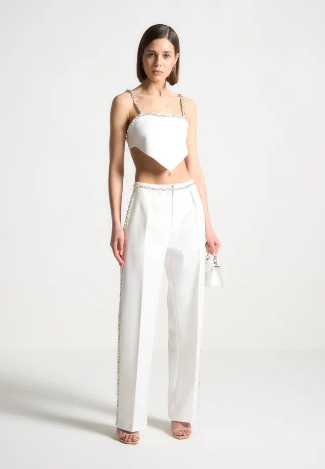 Manire De Voir Matching Sets Manire De Voir Woman Embellished Tailored Trousers 8211 White