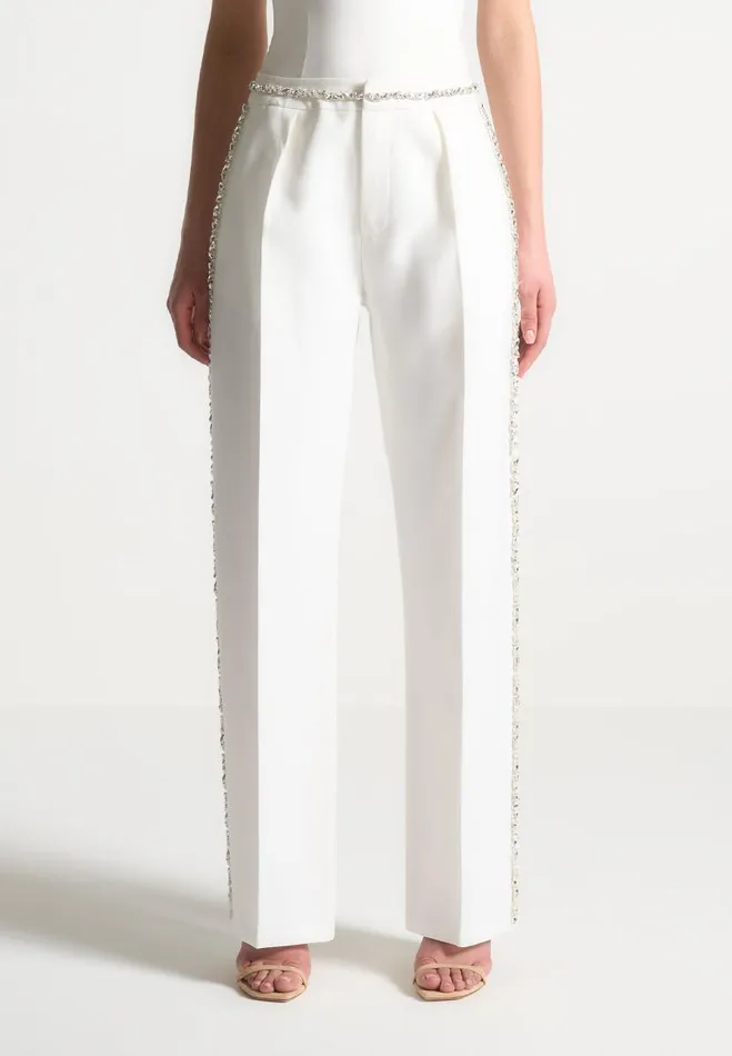 Manire De Voir Matching Sets Manire De Voir Woman Embellished Tailored Trousers 8211 White