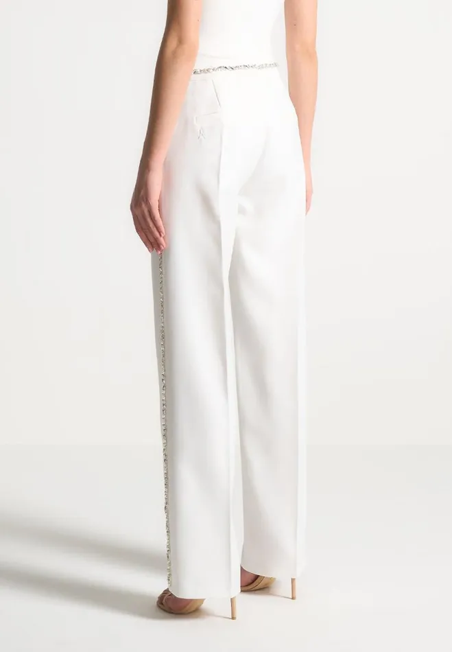 Manire De Voir Matching Sets Manire De Voir Woman Embellished Tailored Trousers 8211 White