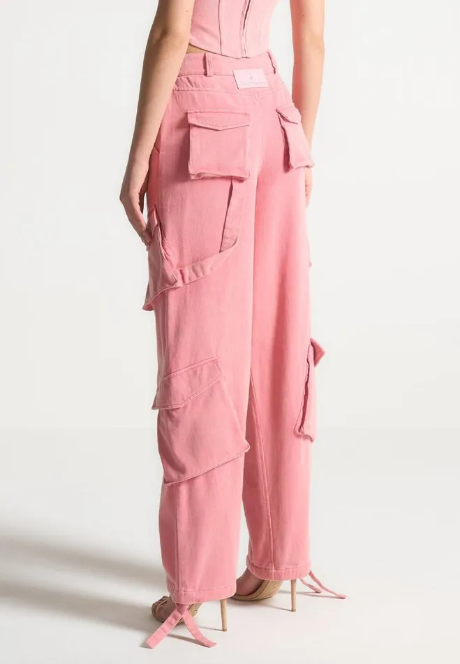 Manire De Voir Matching Sets Manire De Voir Woman High Waisted Cargo Pants 8211 Washed Pink