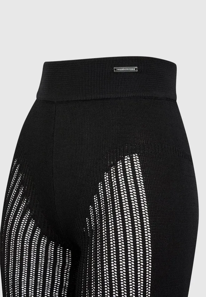 Manire De Voir Matching Sets Manire De Voir Woman Knitted High Waisted Leggings 8211 Black