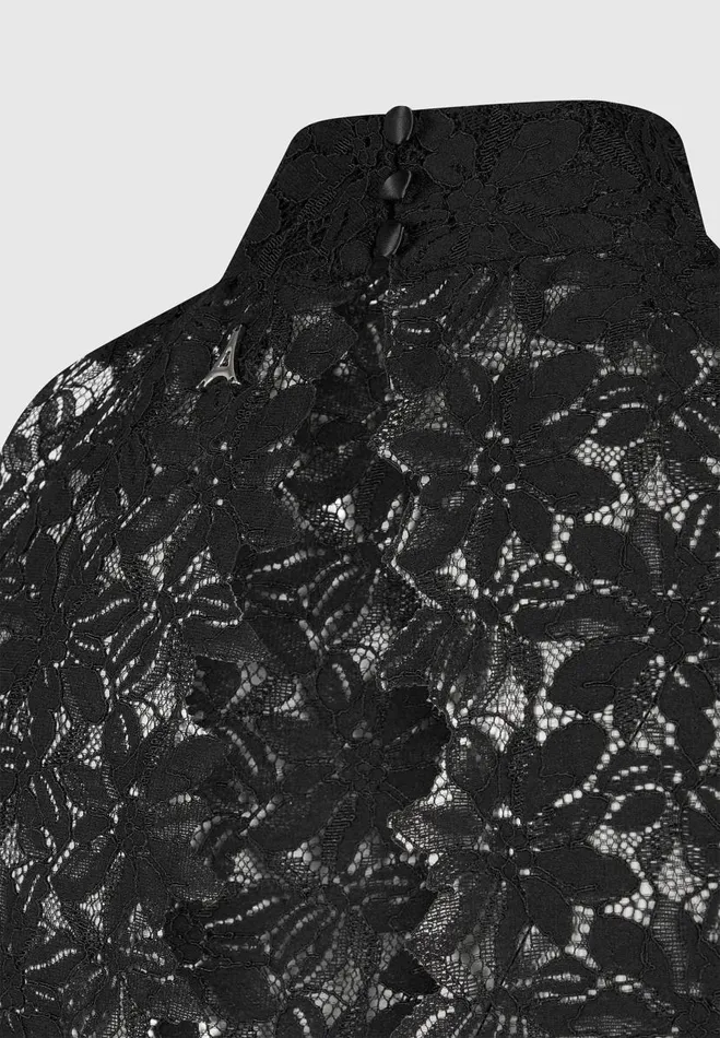 Manire De Voir Matching Sets Manire De Voir Woman Lace Open Back Top 8211 Black