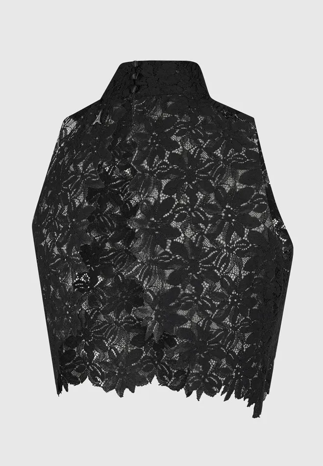 Manire De Voir Matching Sets Manire De Voir Woman Lace Open Back Top 8211 Black