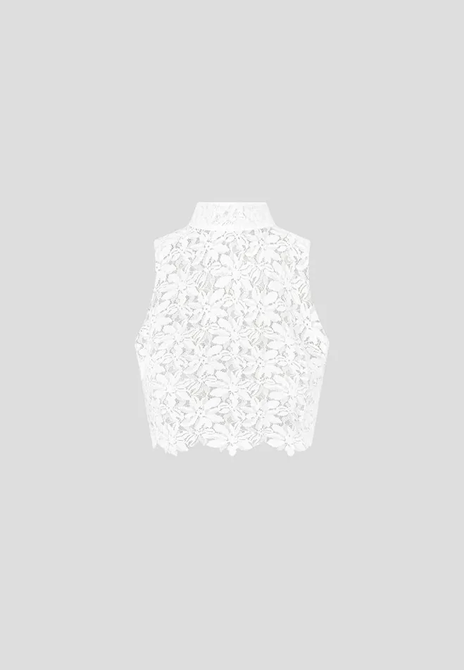 Manire De Voir Matching Sets Manire De Voir Woman Lace Open Back Top 8211 White