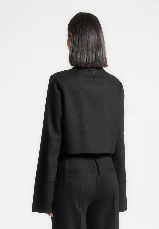 Manire De Voir Matching Sets Manire De Voir Woman Linen Pintuck Cropped Shirt 8211 Black
