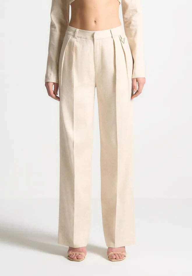 Manire De Voir Matching Sets Manire De Voir Woman Linen Twin Pleat Trousers 8211 Natural