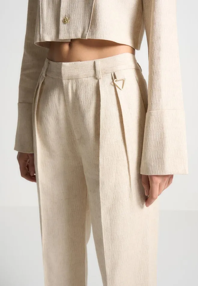 Manire De Voir Matching Sets Manire De Voir Woman Linen Twin Pleat Trousers 8211 Natural