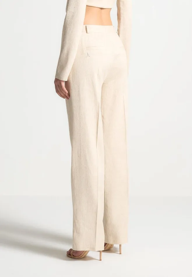 Manire De Voir Matching Sets Manire De Voir Woman Linen Twin Pleat Trousers 8211 Natural