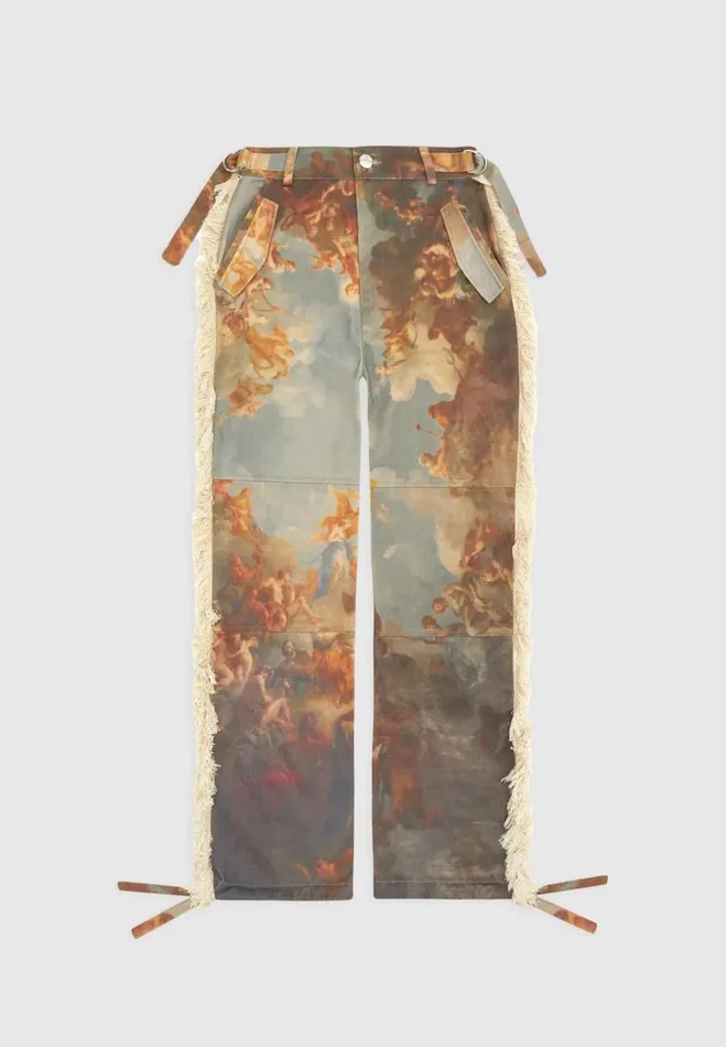 Manire De Voir Matching Sets Manire De Voir Woman Mid Rise Art Cargo Pants With Tassels 8211 Multi