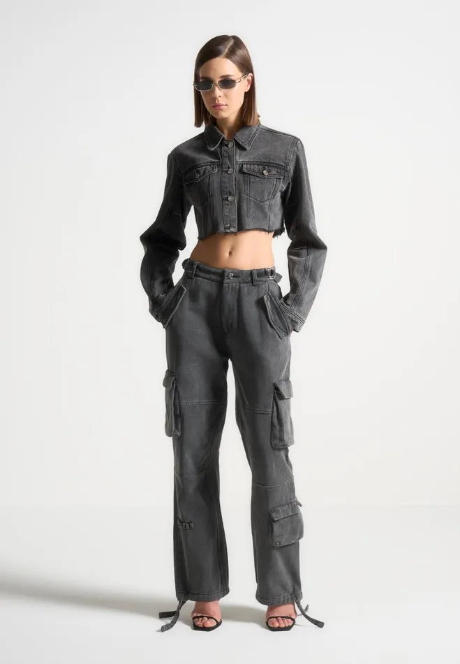 Manire De Voir Matching Sets Manire De Voir Woman Mid Rise Cargo Pants 8211 Washed Grey Manire De Voir Matching Sets Manire De Voir Woman Mid Rise Cargo Pants 8211 Washed Grey