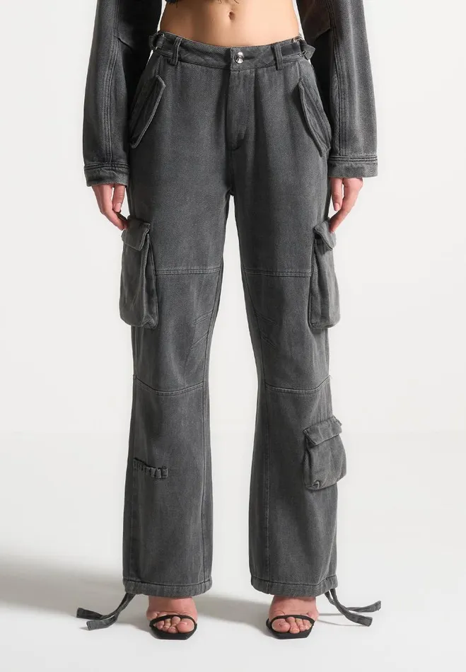 Manire De Voir Matching Sets Manire De Voir Woman Mid Rise Cargo Pants 8211 Washed Grey