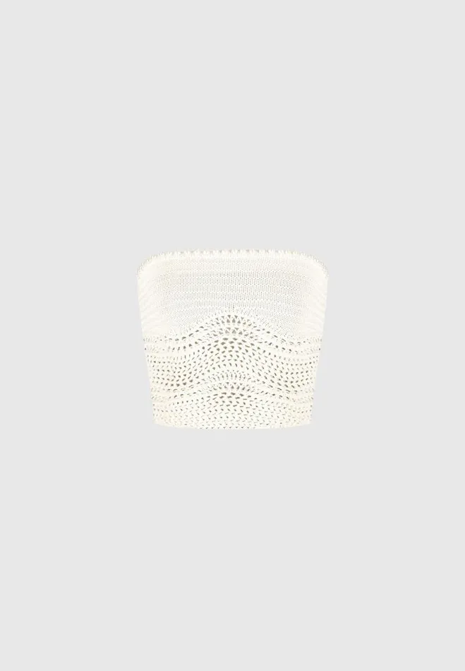 Manire De Voir Matching Sets Manire De Voir Woman Pearl Applique Crochet Bandeau Top 8211 Cream