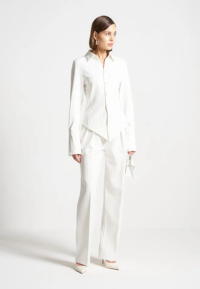 Manire De Voir Matching Sets Manire De Voir Woman Pinstripe Angled Shirt 8211 White