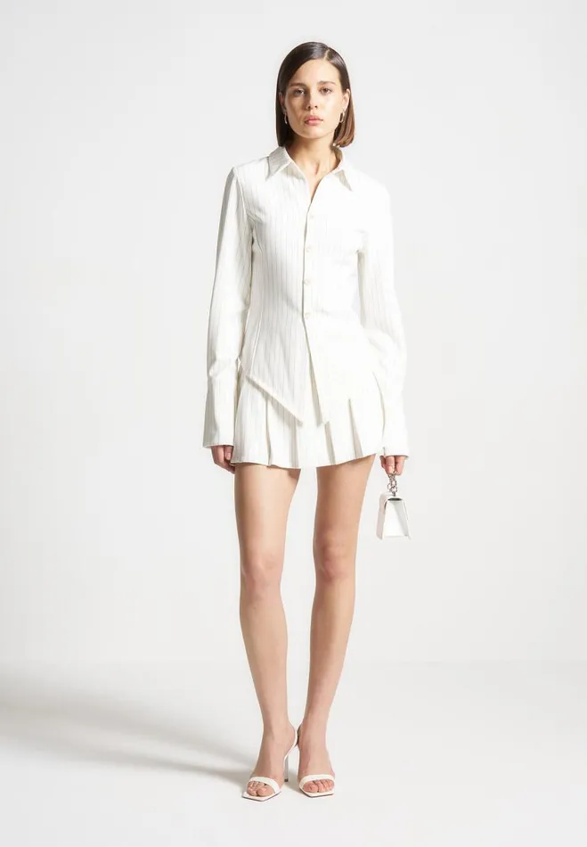 Manire De Voir Matching Sets Manire De Voir Woman Pinstripe Angled Shirt 8211 White