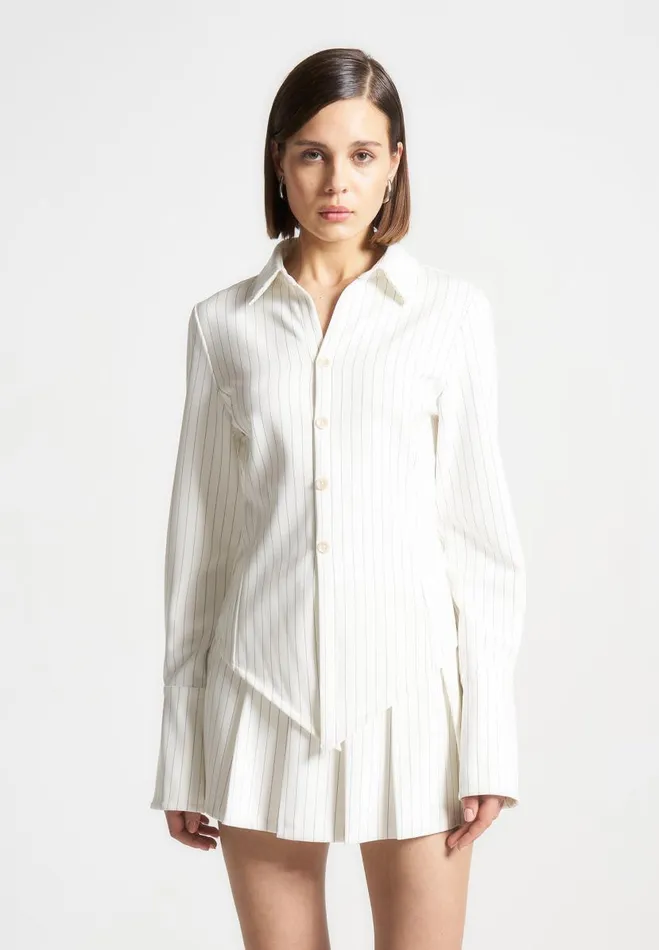 Manire De Voir Matching Sets Manire De Voir Woman Pinstripe Angled Shirt 8211 White