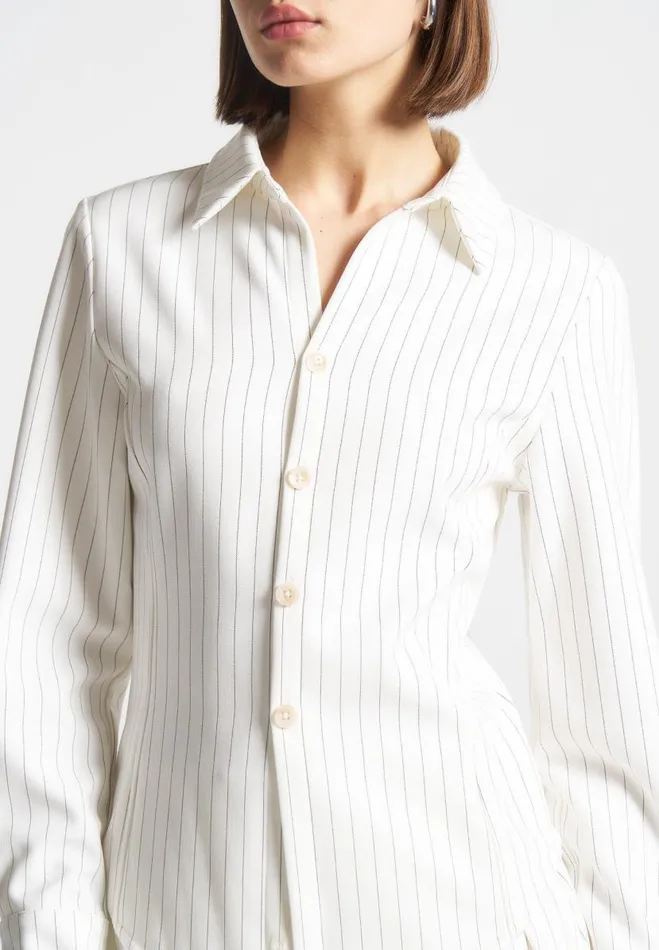 Manire De Voir Matching Sets Manire De Voir Woman Pinstripe Angled Shirt 8211 White