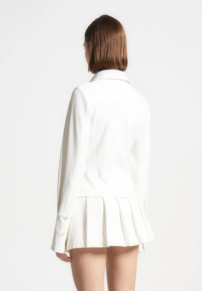 Manire De Voir Matching Sets Manire De Voir Woman Pinstripe Angled Shirt 8211 White