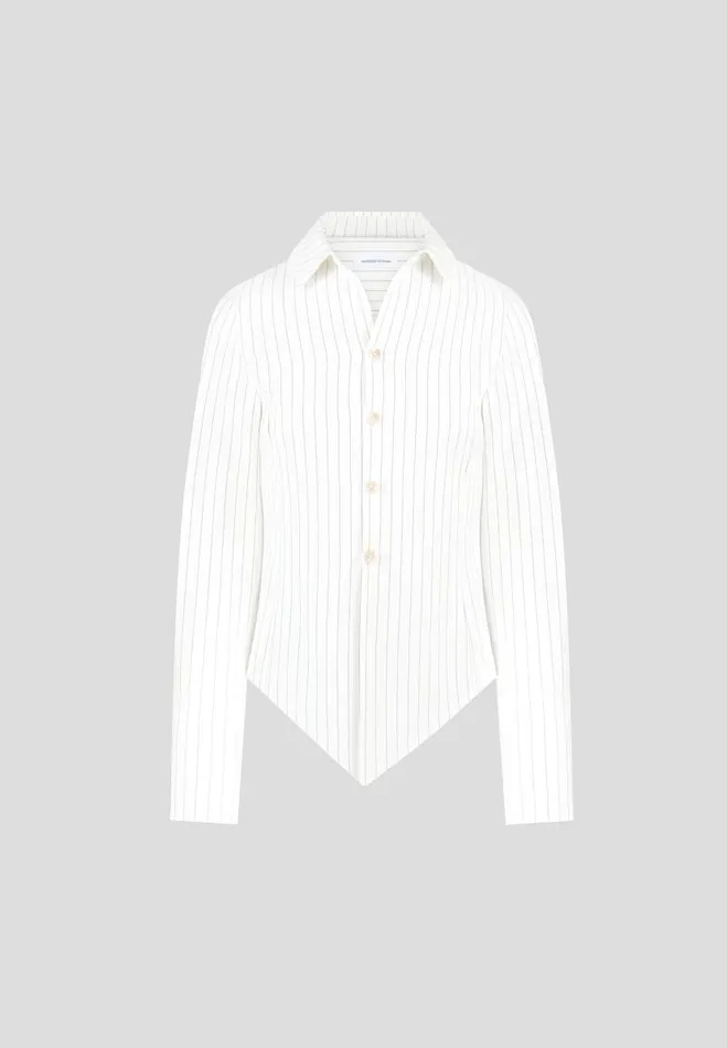 Manire De Voir Matching Sets Manire De Voir Woman Pinstripe Angled Shirt 8211 White
