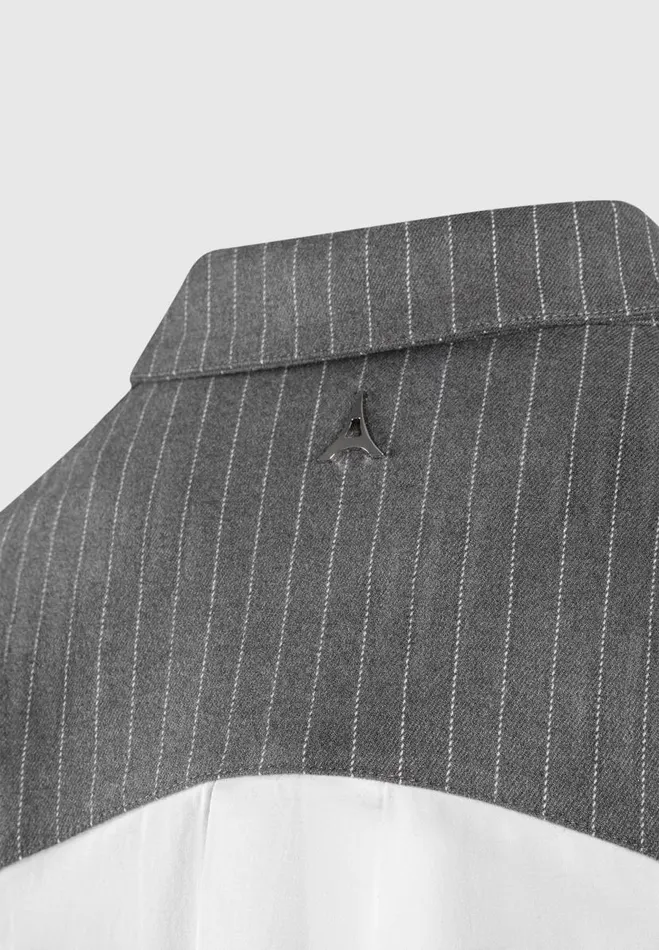 Manire De Voir Matching Sets Manire De Voir Woman Pinstripe Contrast Cropped Shirt 8211 Grey