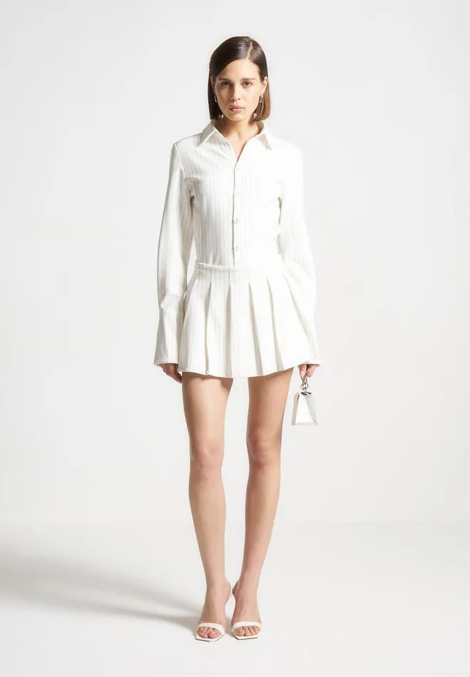 Manire De Voir Matching Sets Manire De Voir Woman Pinstripe Pleated Skort 8211 White