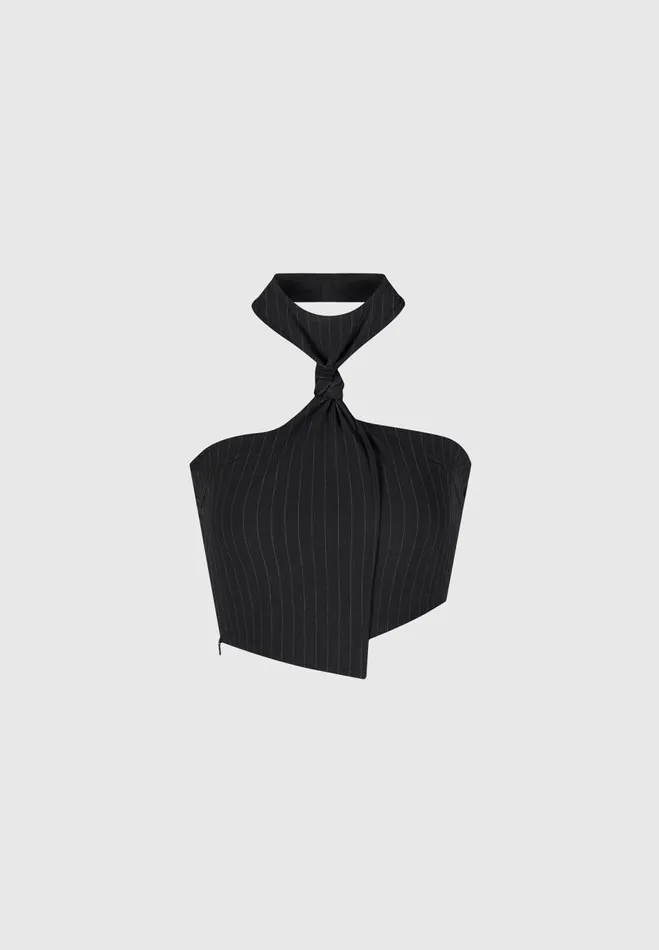 Manire De Voir Matching Sets Manire De Voir Woman Pinstripe Tie Knot Halter Top 8211 Black