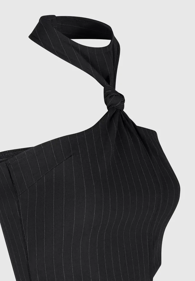 Manire De Voir Matching Sets Manire De Voir Woman Pinstripe Tie Knot Halter Top 8211 Black