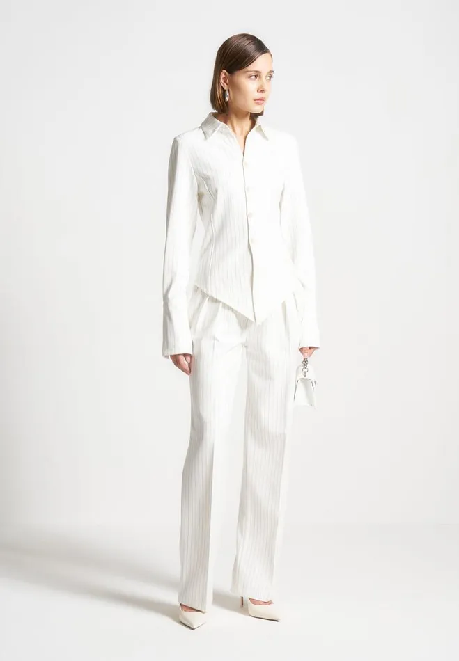 Manire De Voir Matching Sets Manire De Voir Woman Pinstripe Twin Pleat Tailored Trousers 8211 White