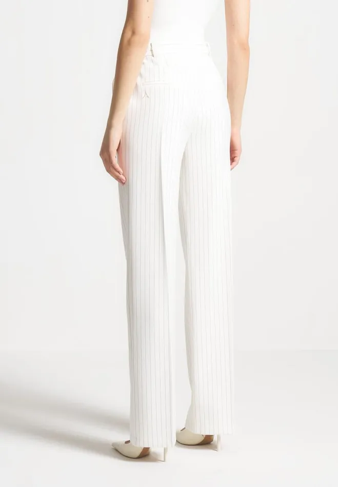 Manire De Voir Matching Sets Manire De Voir Woman Pinstripe Twin Pleat Tailored Trousers 8211 White