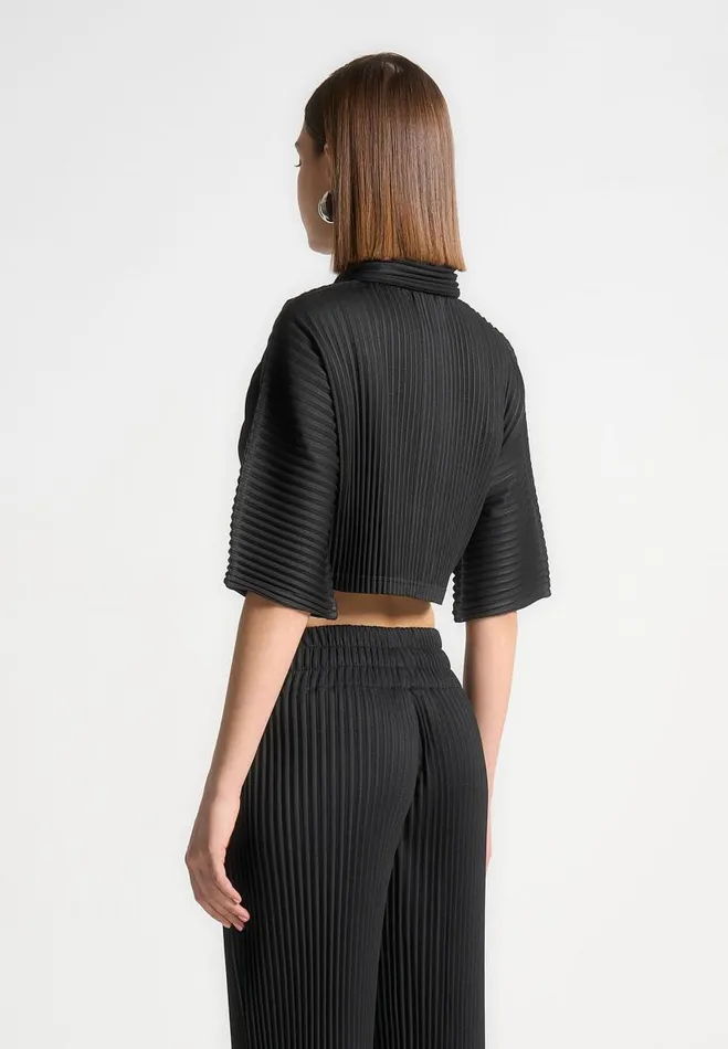 Manire De Voir Matching Sets Manire De Voir Woman Pleated Cropped Shirt 8211 Black