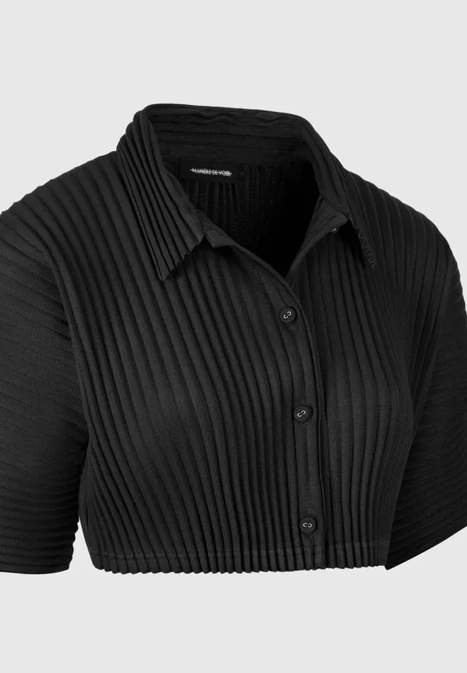 Manire De Voir Matching Sets Manire De Voir Woman Pleated Cropped Shirt 8211 Black