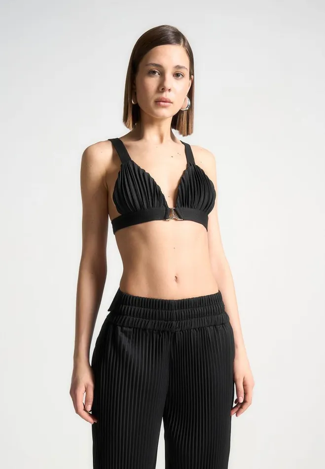 Manire De Voir Matching Sets Manire De Voir Woman Pleated Eiffel Bralette 8211 Black Manire De Voir Matching Sets Manire De Voir Woman Pleated Eiffel Bralette 8211 Black