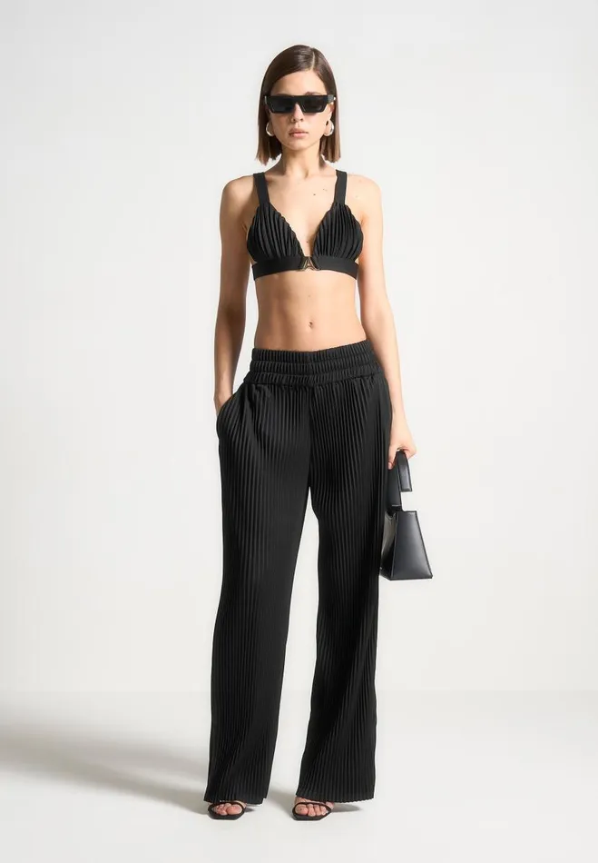 Manire De Voir Matching Sets Manire De Voir Woman Pleated Eiffel Bralette 8211 Black
