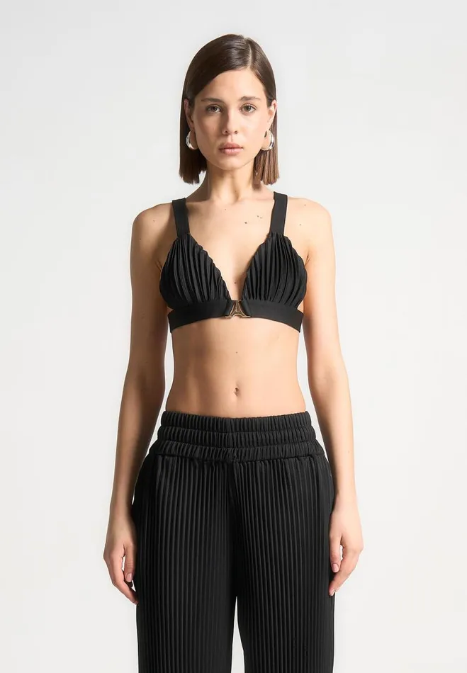 Manire De Voir Matching Sets Manire De Voir Woman Pleated Eiffel Bralette 8211 Black