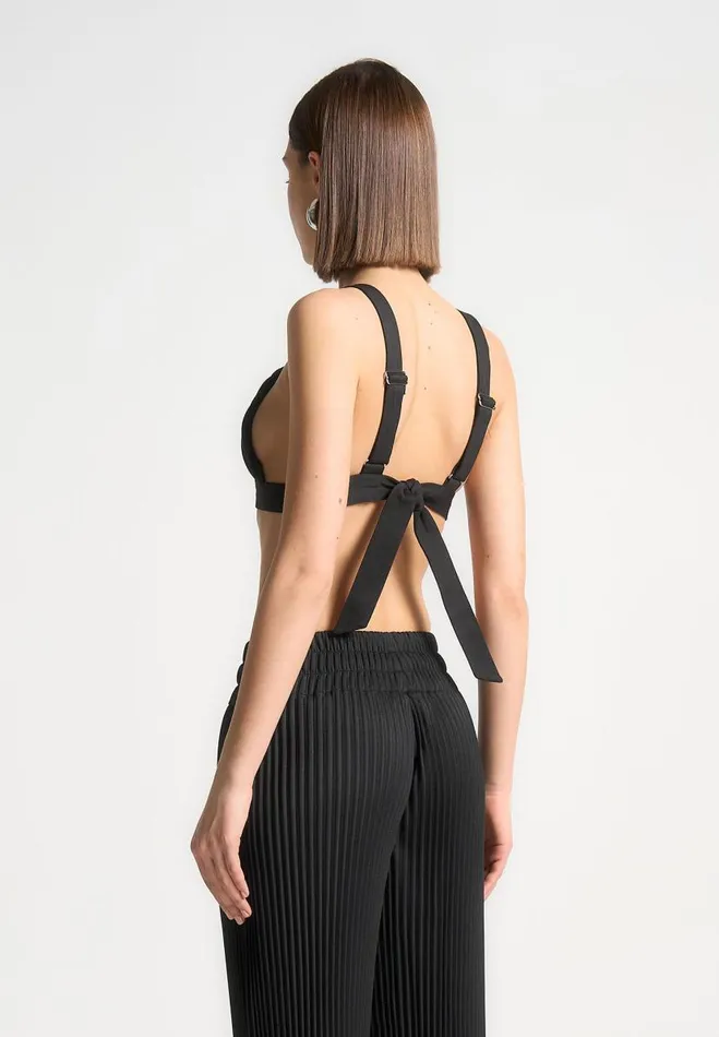 Manire De Voir Matching Sets Manire De Voir Woman Pleated Eiffel Bralette 8211 Black