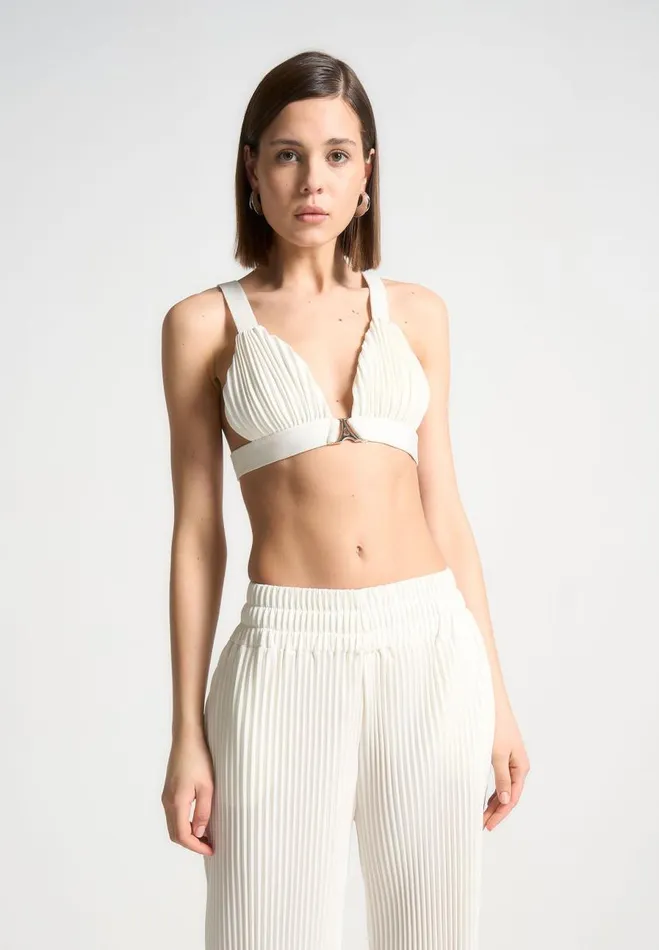Manire De Voir Matching Sets Manire De Voir Woman Pleated Eiffel Bralette 8211 Off White Manire De Voir Matching Sets Manire De Voir Woman Pleated Eiffel Bralette 8211 Off White