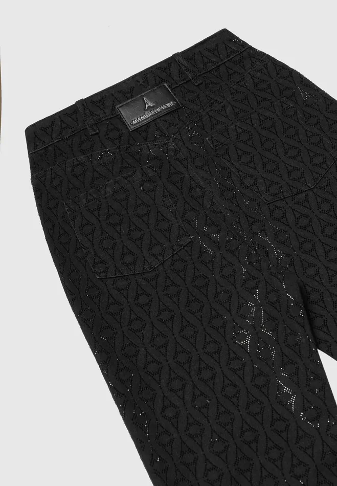 Manire De Voir Matching Sets Manire De Voir Woman Rhinestone Eiffel Boyfriend Jeans 8211 Black