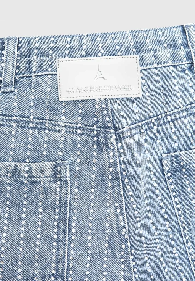 Manire De Voir Matching Sets Manire De Voir Woman Rhinestone Mom Jeans 8211 Mid Blue