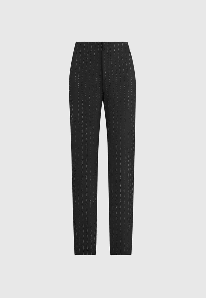 Manire De Voir Matching Sets Manire De Voir Woman Rhinestone Tailored Straight Leg Trousers 8211 Black