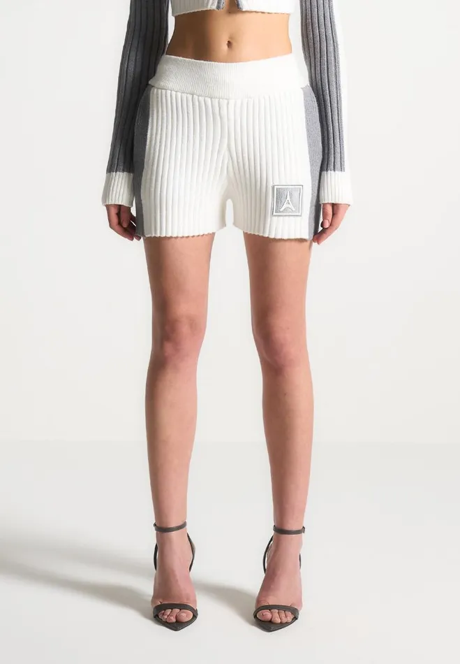Manire De Voir Matching Sets Manire De Voir Woman Rib Knit Track Shorts 8211 Off WhiteGrey