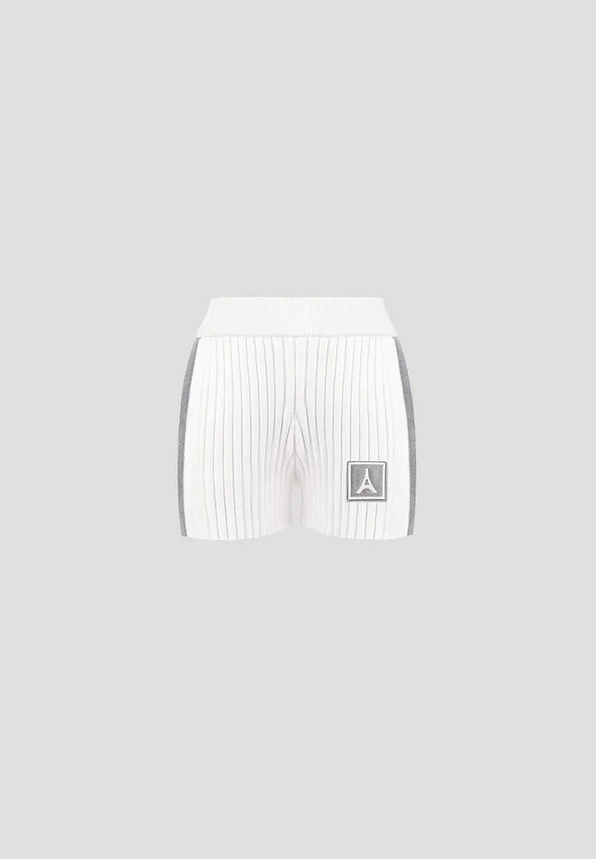 Manire De Voir Matching Sets Manire De Voir Woman Rib Knit Track Shorts 8211 Off WhiteGrey