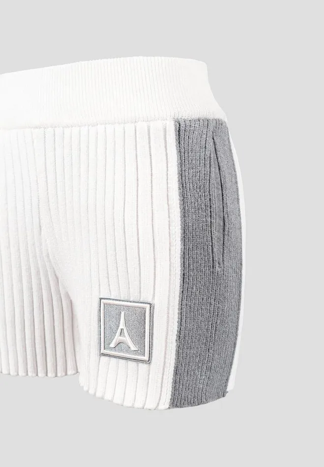 Manire De Voir Matching Sets Manire De Voir Woman Rib Knit Track Shorts 8211 Off WhiteGrey