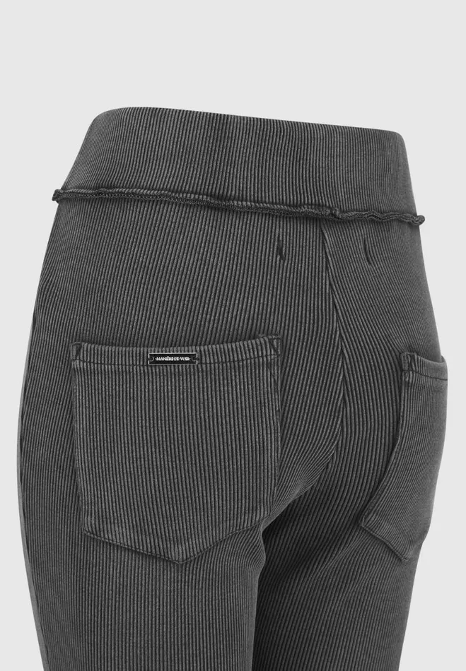 Manire De Voir Matching Sets Manire De Voir Woman Ribbed Flared Leggings 8211 Washed Grey