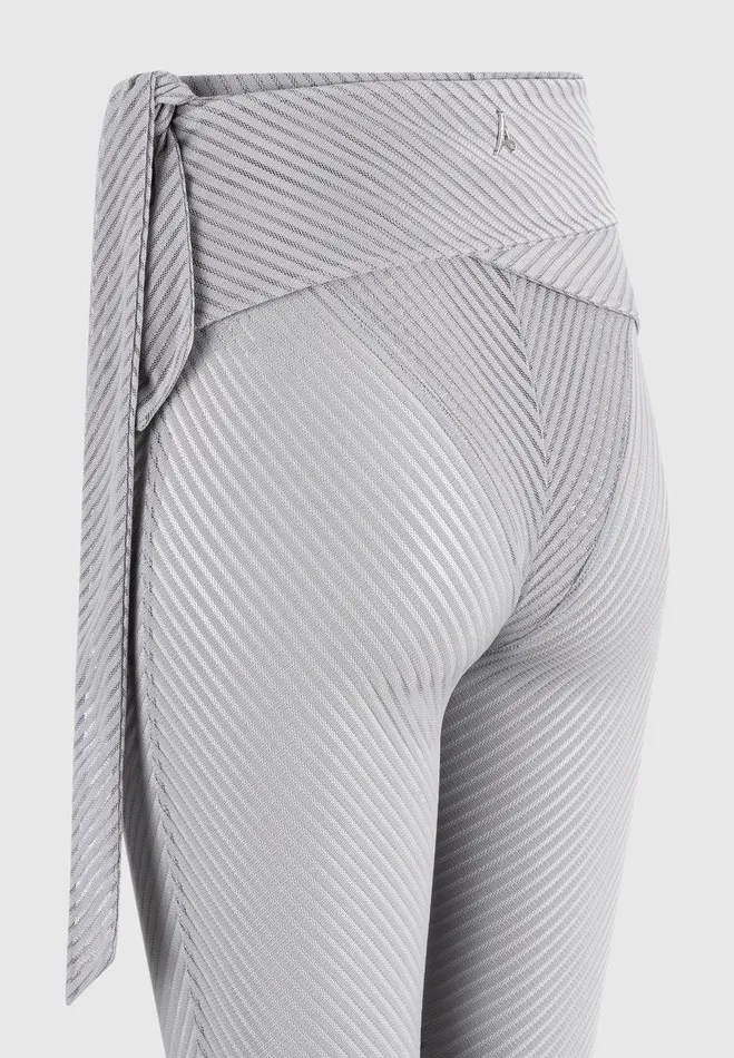 Manire De Voir Matching Sets Manire De Voir Woman Ribbed Sheer Leggings With Tie 8211 Grey