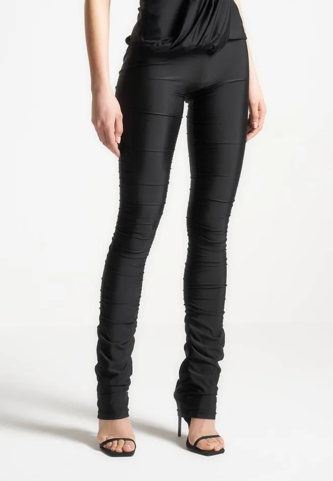 Manire De Voir Matching Sets Manire De Voir Woman Ruched Fit And Flare Leggings 8211 Black Manire De Voir Matching Sets Manire De Voir Woman Ruched Fit And Flare Leggings 8211 Black