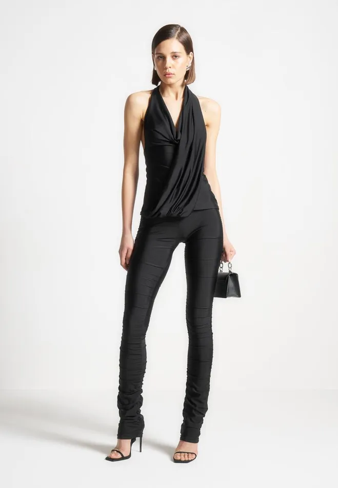 Manire De Voir Matching Sets Manire De Voir Woman Ruched Fit And Flare Leggings 8211 Black